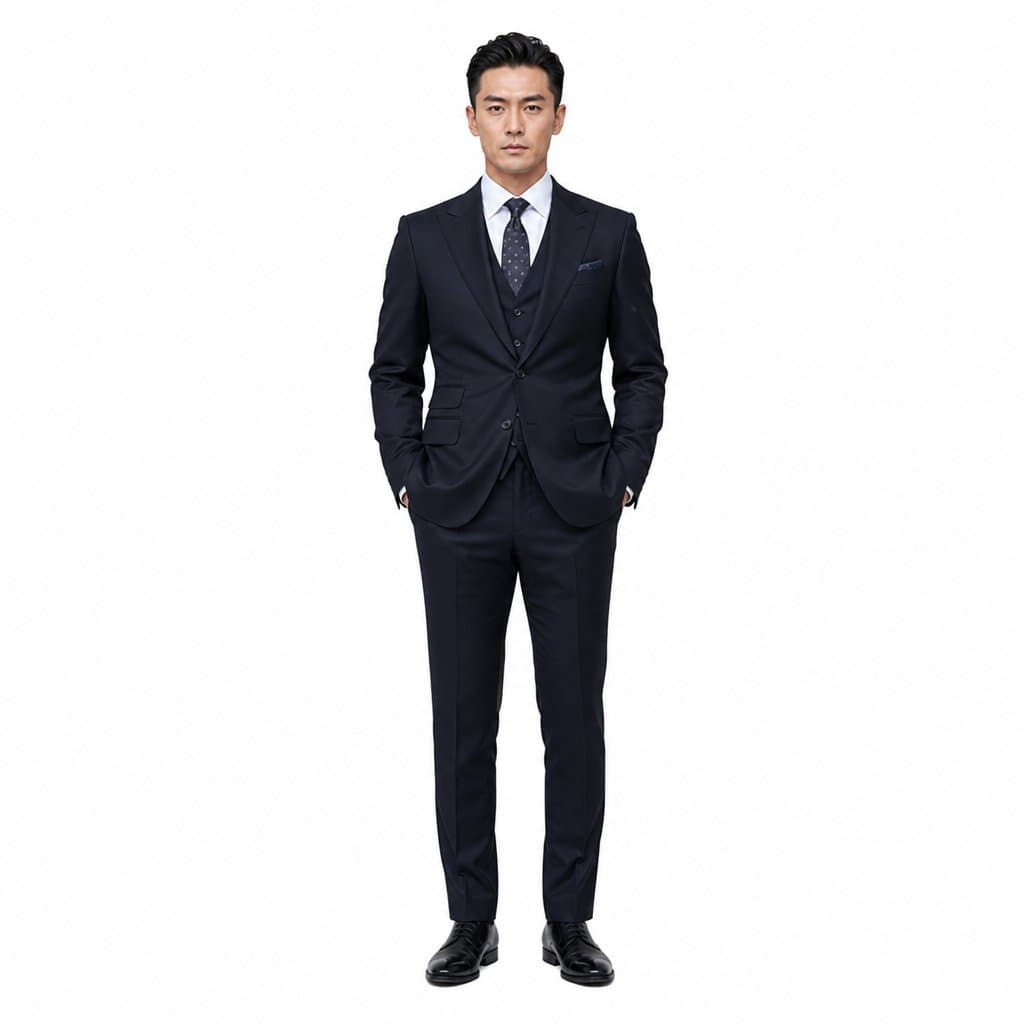 现代都市商界男配角，宽额浓眉，硬朗面容，身着名贵手工西装，写实风格